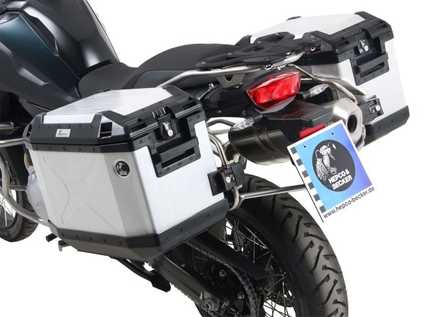 Set portavaligie Cutout in acciaio inox incluso set di valigie Xplorer Cutout in argento per F 850 GS Adventure