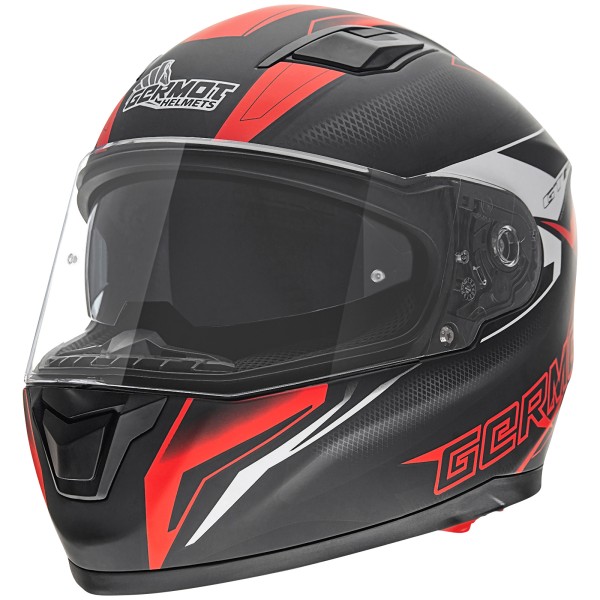 Casco integrale Germot GM 330, nero opaco/rosso