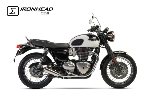 Silenziatore posteriore IRONHEAD Triumph Bonneville T120 (16-18), acciaio inox, slip on, coppia, omologato E, Euro4