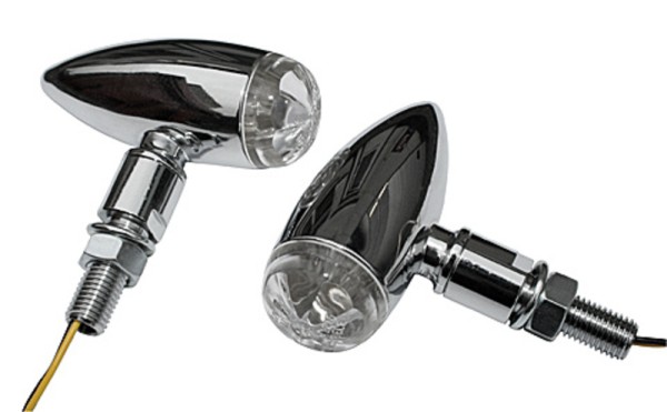 HIGHSIDER Pro Micro-Bullet LED Indicatore di direzione cromato / lente trasparente (coppia), anteriore e posteriore