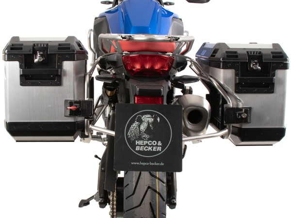 Set di portavaligie Cutout in acciaio inox con set di portavaligie Xplorer Cutout in argento per BMW F 800 GS (24-)