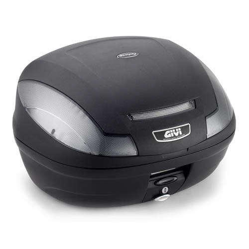 E470 Simply III TECH MONOLOCK Bauletto nero con catadiottri e piastra trasparenti Givi