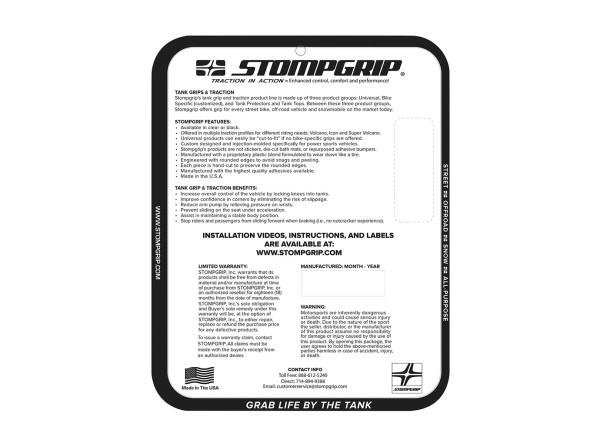 Stompgrip Tank Pad schwarz, Volcano, für Yamaha MT-07, 2022-2025