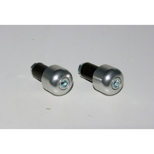 LSL Lenkerendstücke Aluminium, zylindrisch, klein, für 22,2 mm Lenker, mit Gummiklemmung, silber