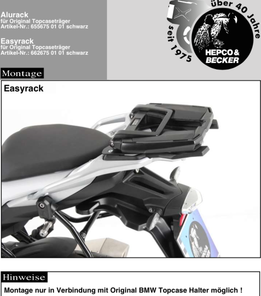Portapacchi Easyrack da abbinare al portapacchi originale BMW per BMW S 1000 XR (15-19)