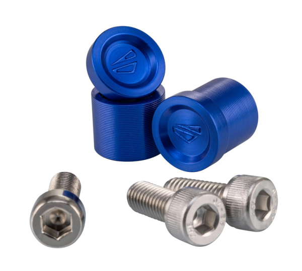 Copriforo per specchietto destro e sinistro FABRICA per Vespa, anodizzato blu