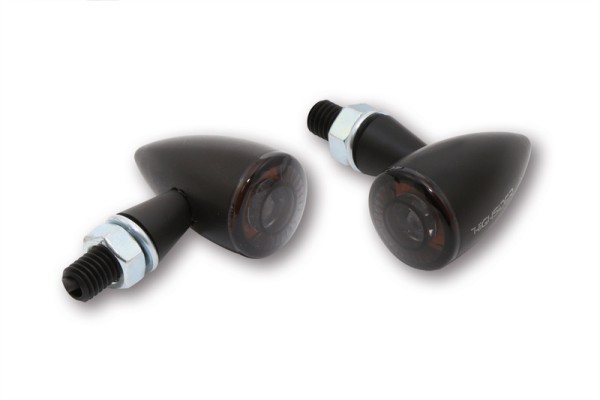 HIGHSIDER Pro Apollo Bullet LED alloggiamento indicatore nero / lente grigio fumo (coppia), anteriore e posteriore