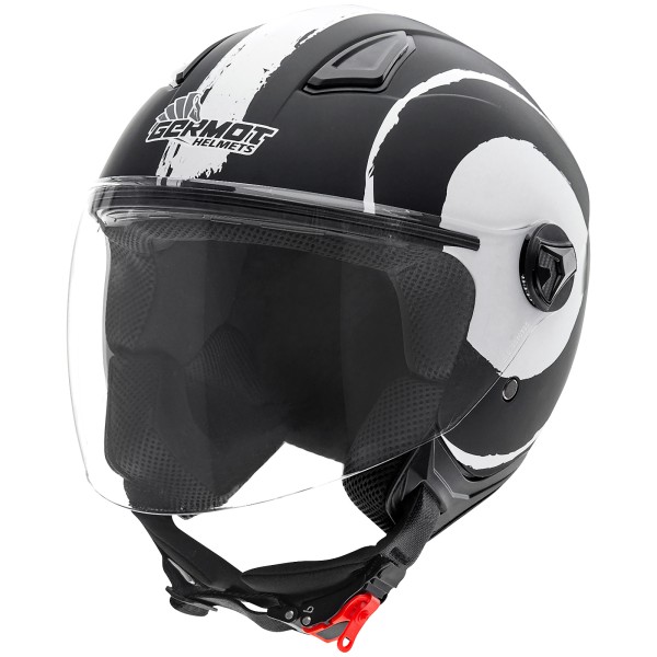 Casco Germot GM 196, nero opaco/bianco