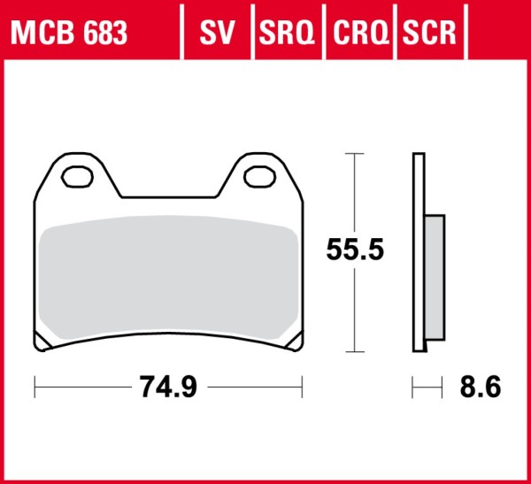 Set di pastiglie freno TRW MCB683TRQ, metallo sinterizzato, omologato ECE R90