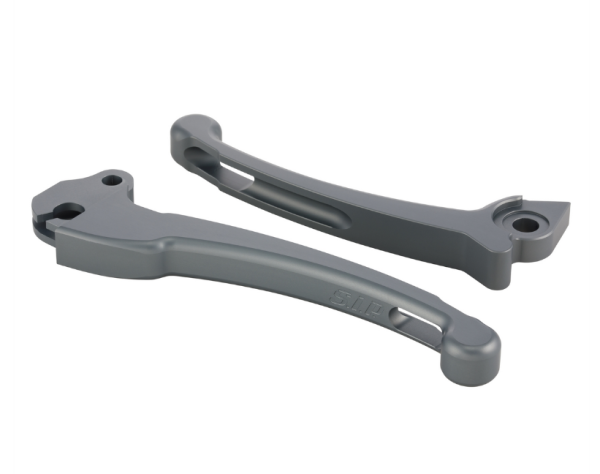 Set di leve sportive frizione/freno per Vespa PX 125-200ccm, HBZ Grimeca, destra/sinistra, grigio opaco