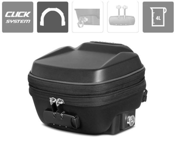 Borsa da serbatoio Shad 3-4 L, sistema Click, doppia chiusura a chiave