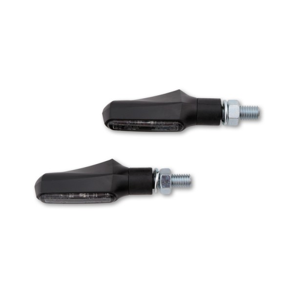 HIGHSIDER Smart Shorty-Fin Indicatore di direzione a LED nero / lente grigio fumo (coppia), anteriore e posteriore