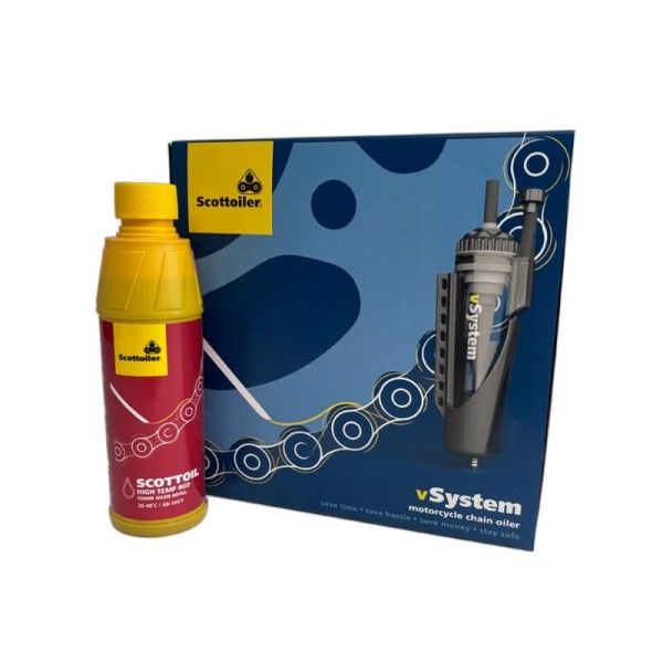 Scottoiler vSystem Oliatore per catene Universal Edition + Lubrificante rosso ad alta temperatura
