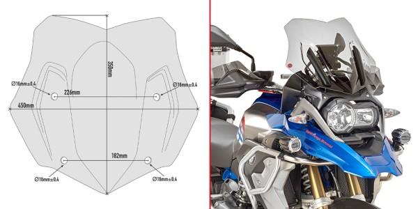 Parabrezza colorato per BMW R 1200 GS (16-18 anni) / R 1200 GS Adventure (16-18 anni) / R 1250 GS (19 -)