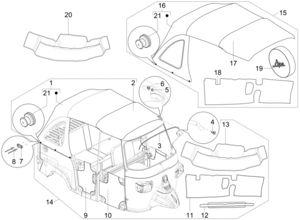 Pannello porta destro per APE Calessino (13-17)