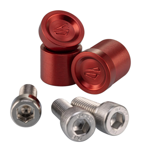 Copriforo per specchietto destro e sinistro FABRICA per Vespa, anodizzato rosso