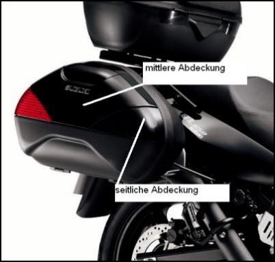 Cover per valigie laterale, nera per Suzuki V-Strom 650 BJ. 2009-2011/ V-strom 650 BJ. 2004-2008