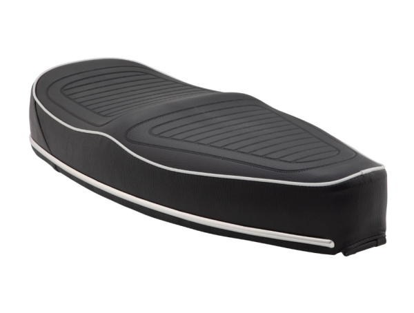 Sella sportiva "Sport" per Vespa PX 80-200ccm, trapuntata nera, bordino argento