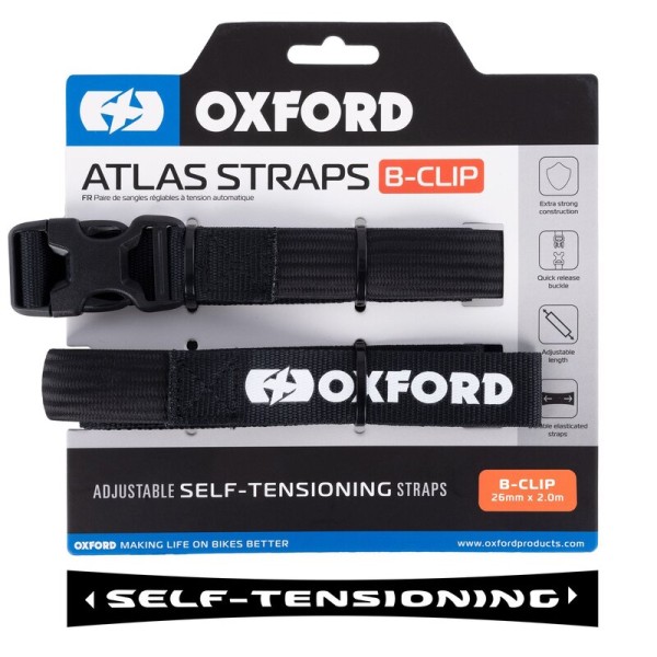 Oxford Atlas B-Clip 26mm x 2.0M nero (coppia)