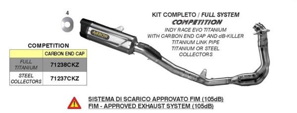ARROW COMPETETION Komplettanlage mit Veloce Endschalldämper für Triumph Daytona 660 2024- Edelstahl