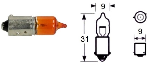 Lampadina ad anello, lampada a incandescenza, alogena, scatola da 1, 12 V, 6 W, BAZ9s, arancione