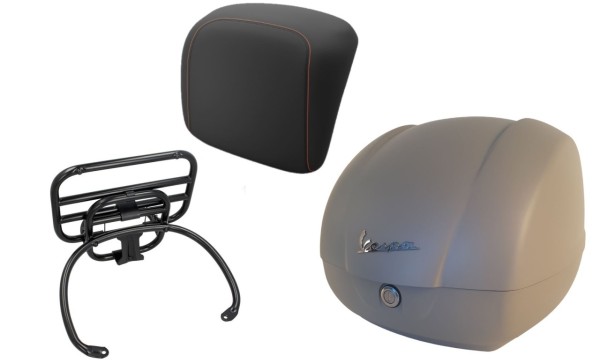 Kit bauletto 36L beige opaco (Q03), portapacchi nero per Vespa GTS 125/300/310
