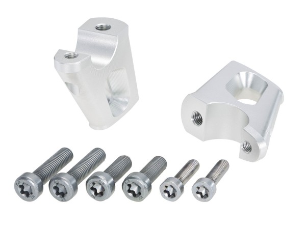 Riser manubrio H=25 mm con offset 23 mm posteriore argento per BMW R nineT Pure (17-23)