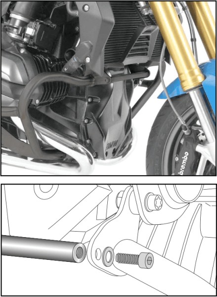 Puntone di irrigidimento antracite per paramotore per BMW R 1200 GS LC (13-18) Hepco & Becker