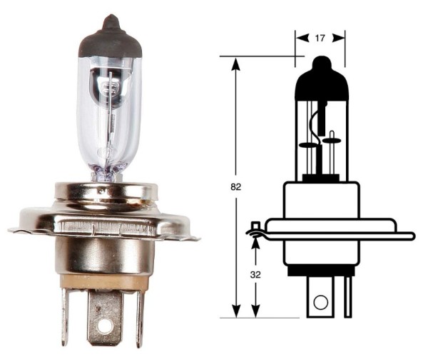 Lampadina ad anello, lampadina, H4, blister 1 pezzo, 12 V, 60/55 W, P43t