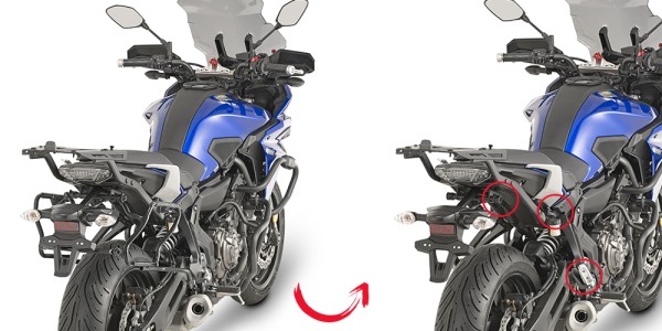 Portavaligie laterale smontabile per Yamaha MT-07 Tracer (Bj.16-18) Givi