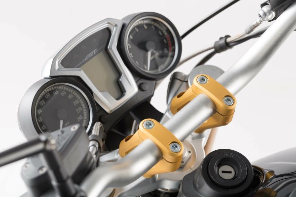 SW-Motech Trasferimento del manubrio, dorato, H=20 mm, spostamento di 30 mm per BMW R nineT - SW Motech