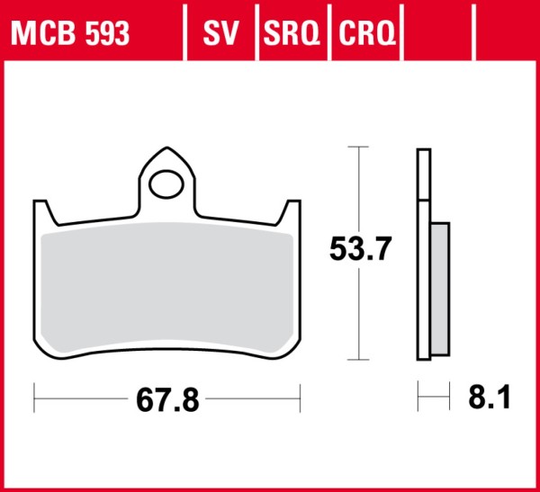 Set di pastiglie freno anteriori TRW MCB593TRQ, metallo sinterizzato, omologate ECE R90