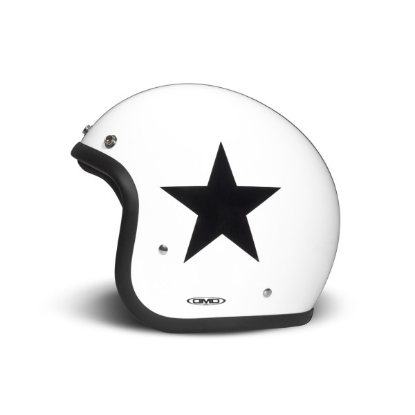 Casco jet DMD Retro, bianco, opaco, Star White, fibra di vetro, ECE 22.06