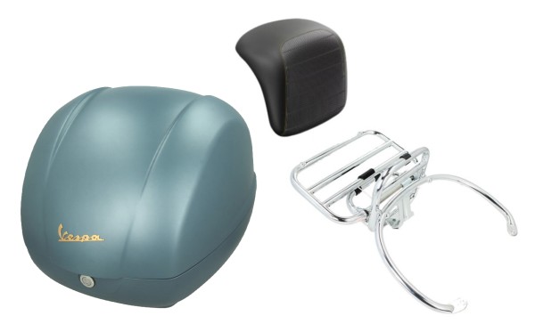 Kit bauletto 36L Blu Officina 8 (D31), portapacchi cromato per Vespa GTS 125/300/310