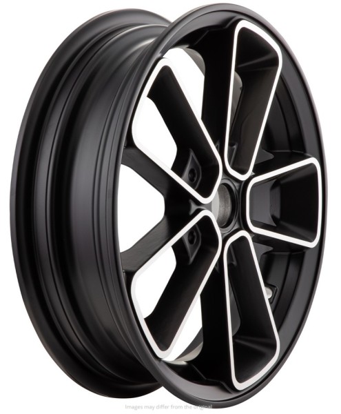 Cerchio anteriore/posteriore 12" per Vespa GTS/​GTS Super/​GTV/​GT 125-300ccm, nero con bordo argento