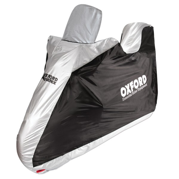 Copertura Oxford per interni/esterni Aquatex Nero/Argento - Scooter - con bauletto e parabrezza -