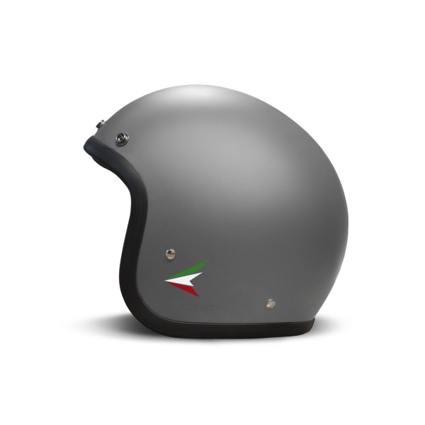 DMD casco jet Retro, nero, opaco, Ita Grey, fibra di vetro, ECE 22.06