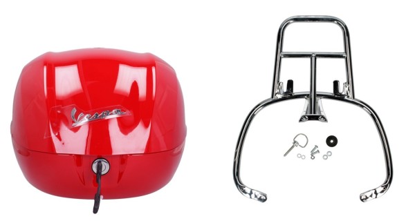 Kit bauletto 32L red dragon (894), portapacchi cromato per Vespa Sprint / Primavera