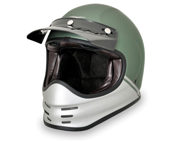 Casco Moto Guzzi Adventure Vintage - verde / argento opaco