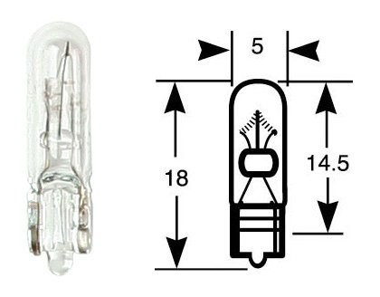 Lampadina ad anello, lampada a incandescenza, scatola singola, 12 V, 1,2 W, W2x4,6d