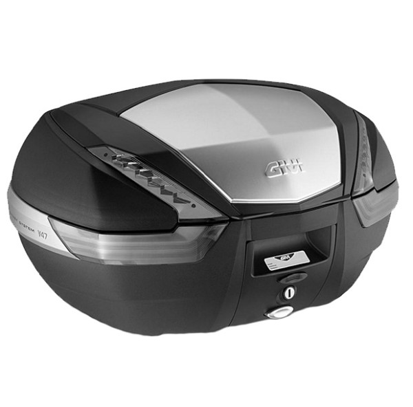 V47 TECH MONOKEY Bauletto 47 litri nero / alluminio con catarifrangenti trasparenti Givi
