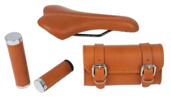 Set di cuoio "Style" sella/manopole/borsa per WI-BIKE Originale Piaggio