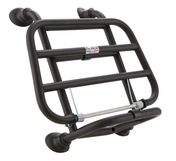 Portapacchi anteriore per Vespa Primavera /Sprint /Elettrica 50-150ccm, pieghevole, nero opaco