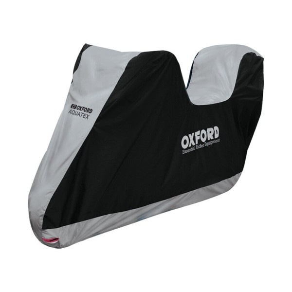 Copertura Oxford per interni/esterni Aquatex Nero/Argento - Moto/Scooter con bauletto - XL