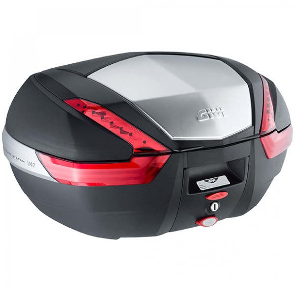 V47 MONOKEY Bauletto 47 litri nero/alluminio con catarifrangenti rossi Givi