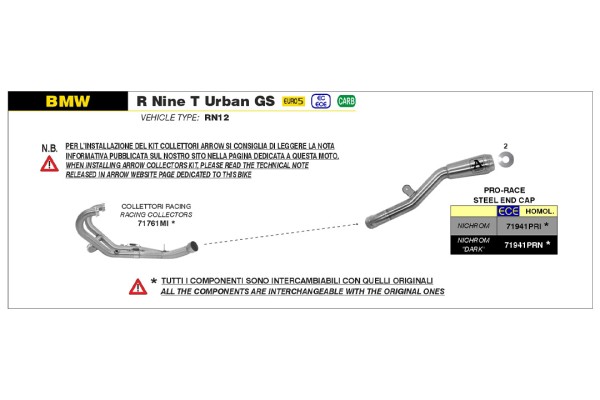 ARROW Auspuff PRO RACE für BMW R nineT Urban G/S ab Modelljahr 2021-