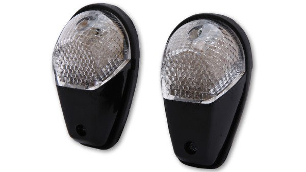HIGHSIDER Indicatori carenatura intelligenti Indicatori a LED alloggiamento nero / lente trasparente (coppia), anteriore e posteriore