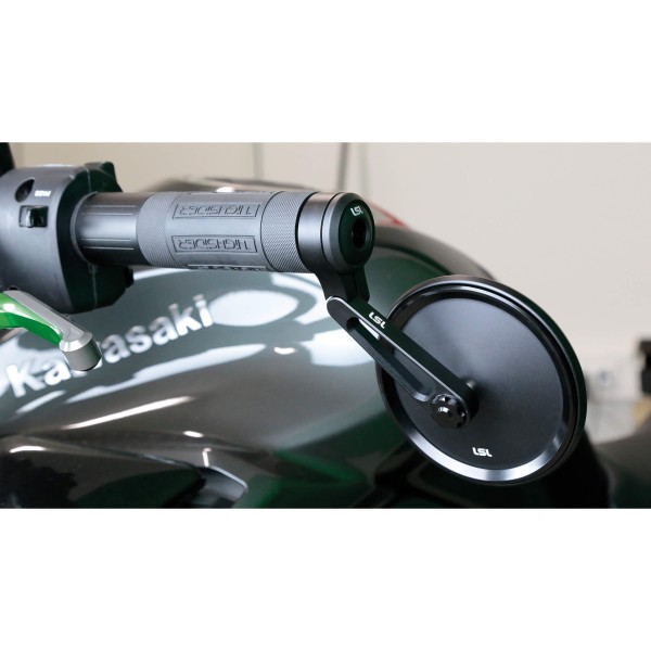 LSL Spiegel NOVA-RUN, Lenkerendenspiegel kurz, schwarz, mit Straßenzulassung, ECE, mit Adaptern für