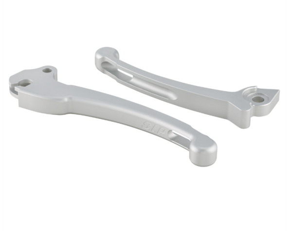 Set di leve sportive frizione/freno per Vespa PX 125-200ccm, HBZ Grimeca, destra/sinistra, argento opaco