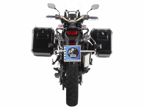 Valigia Xplorer nera + supporto per Honda CRF 1000 Africa Twin (16-17) Hepco & Becker